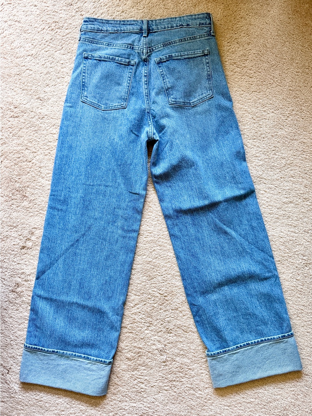 Old Navy Extra High Rise Wide Leg Cuffed Jeans Womens 6 NWT Y2K Style Lt Blue - Picture 2 of 7